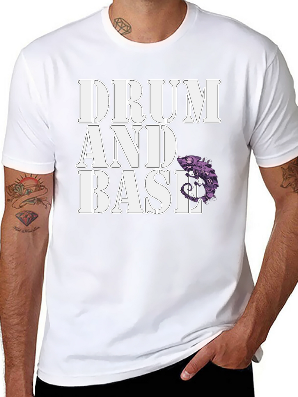 Drum and Base Chameleon Graphic T-Shirt
