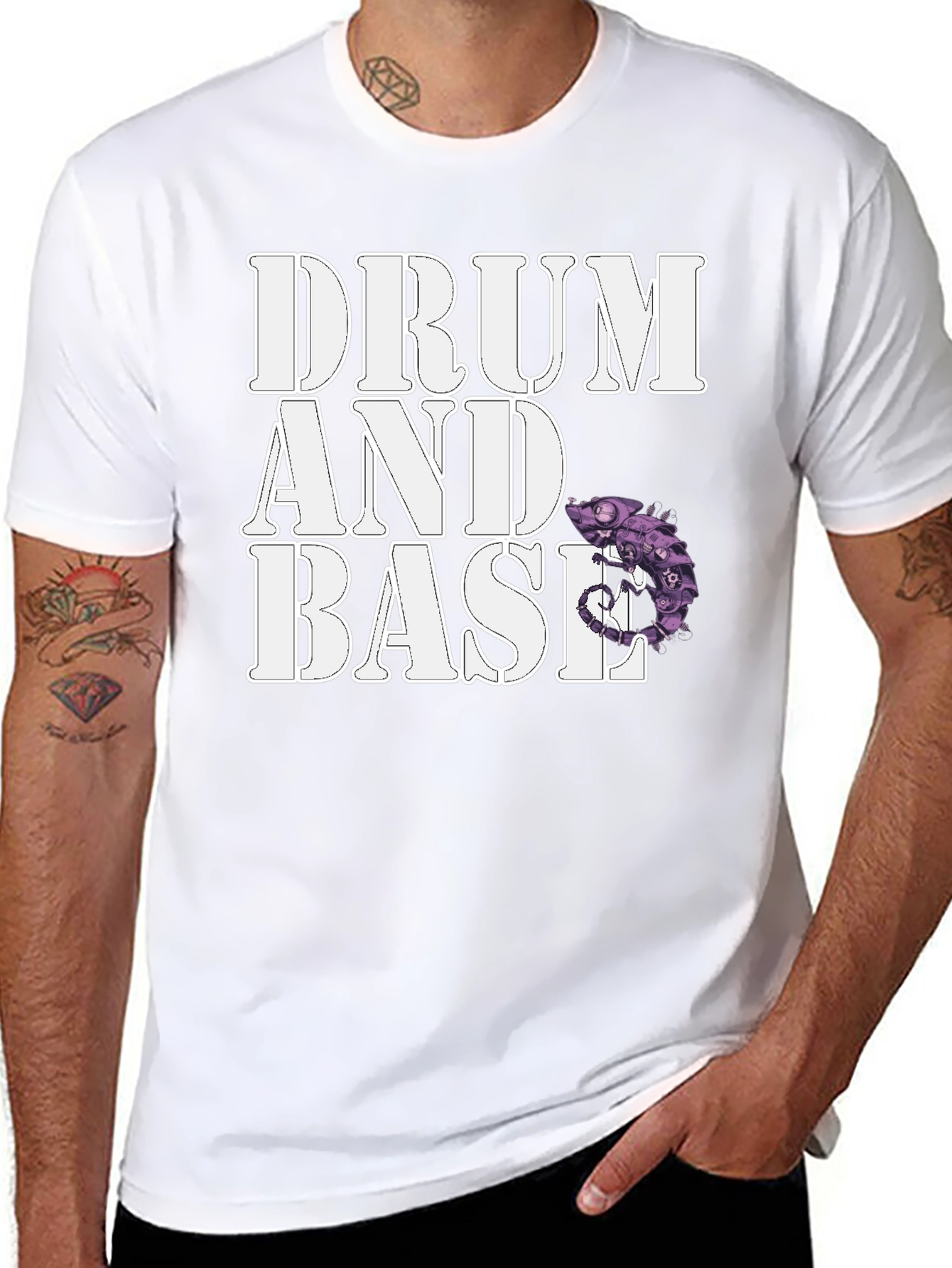 Drum and Base Chameleon Graphic T-Shirt