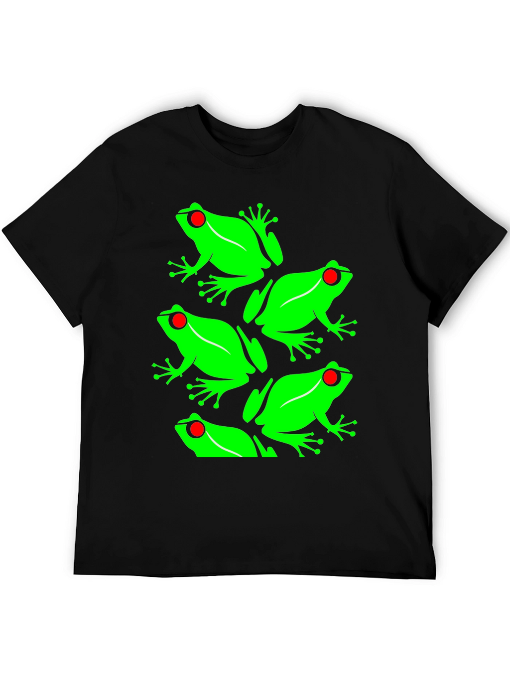 Frog Pattern Graphic Tee - Black