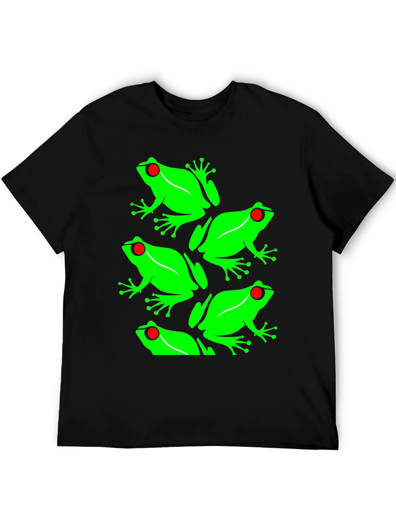 Frog Pattern Graphic Tee - Black