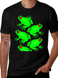 Frog Pattern Graphic Tee - Black