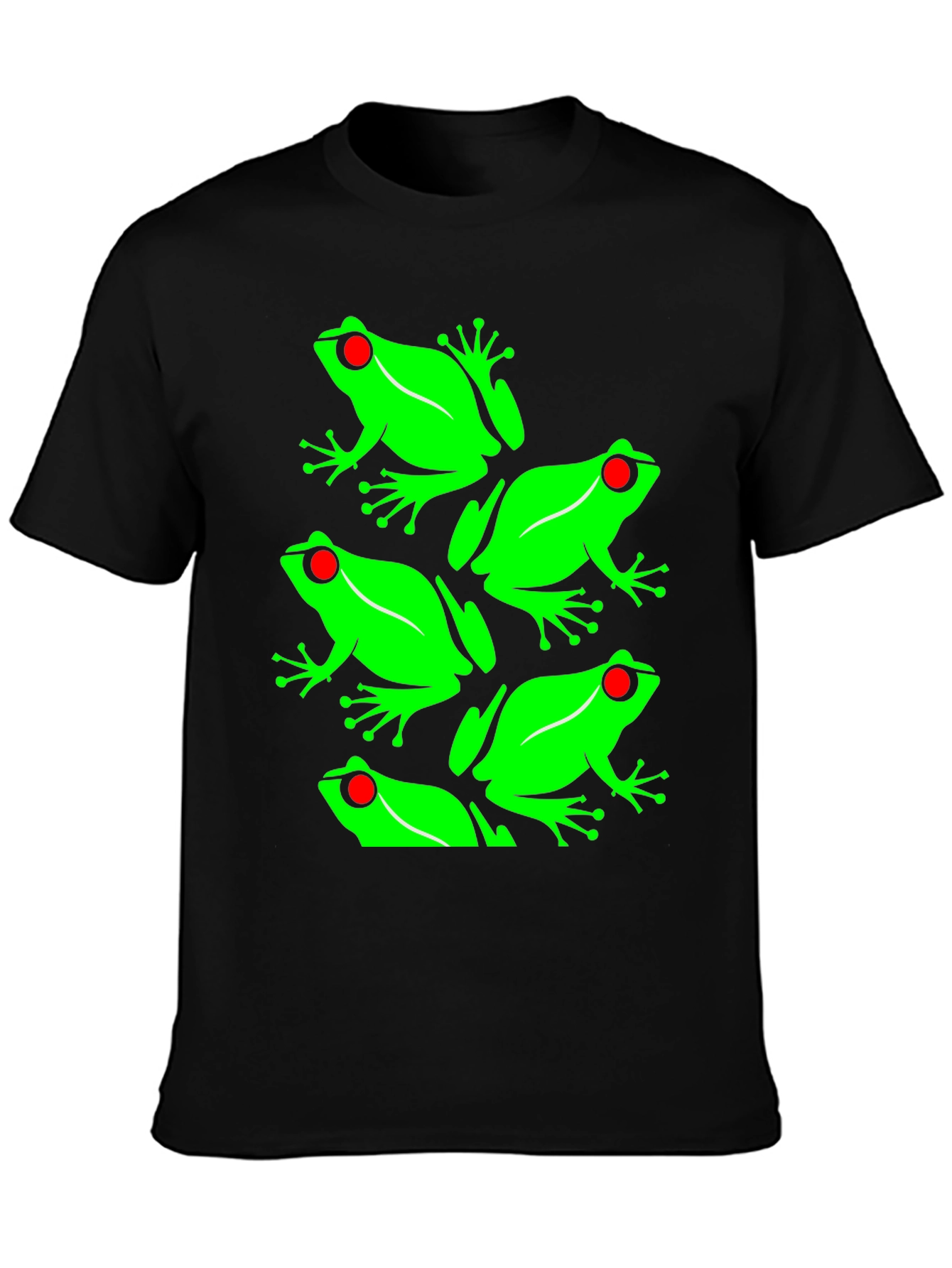 Frog Pattern Graphic Tee - Black