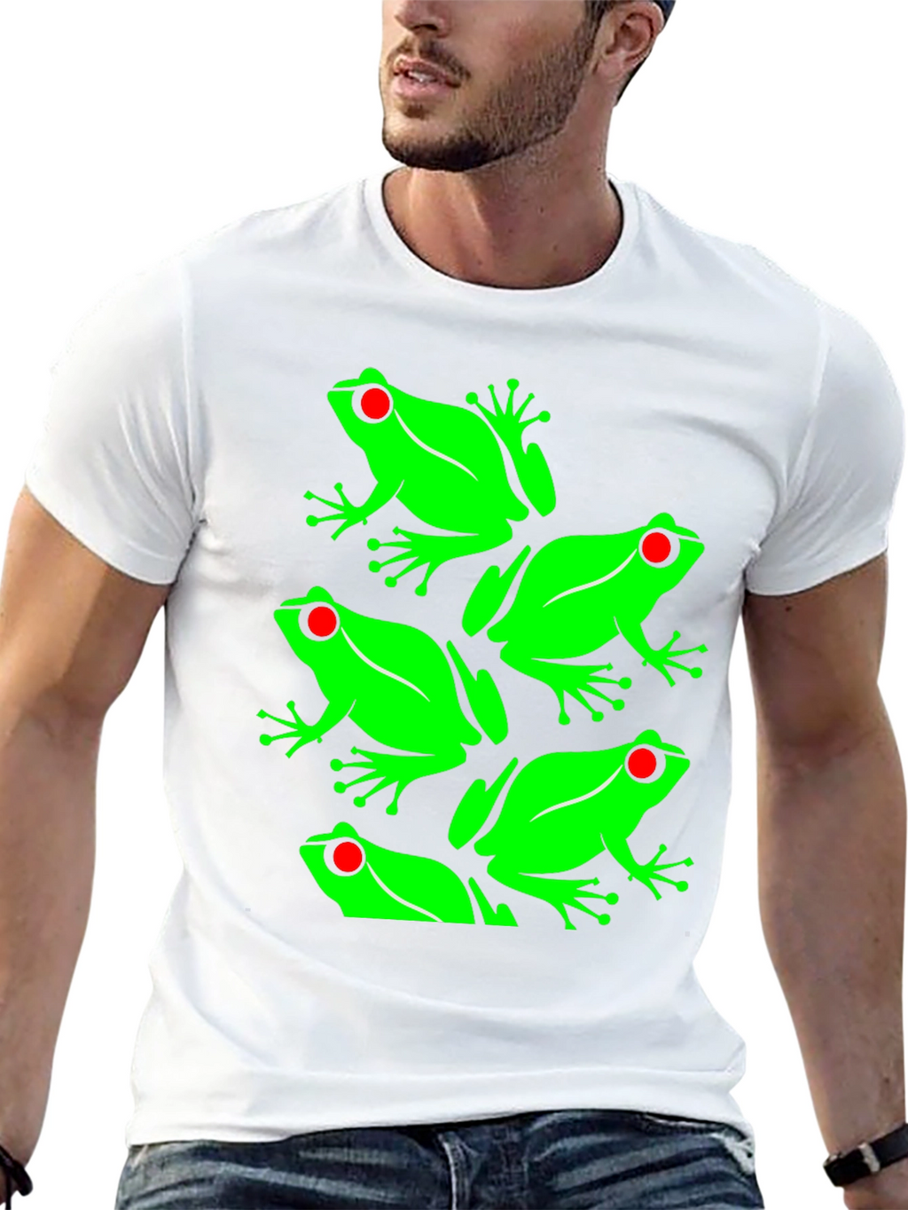 Frog Pattern Graphic Tee - Black