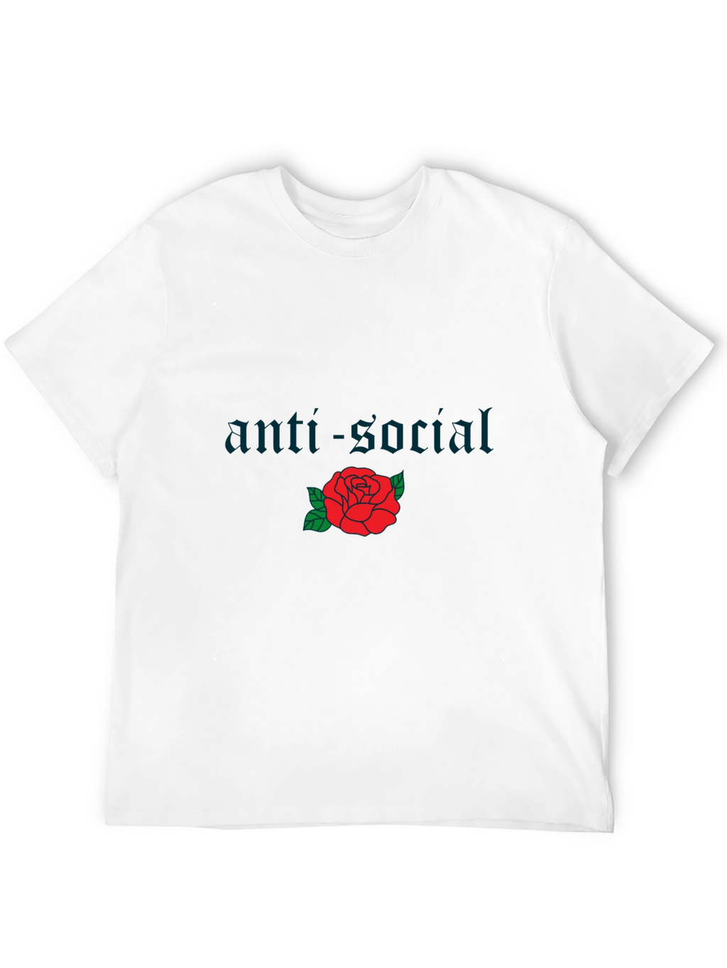 Anti-Social Rose Graphic Tee - Black Cotton Casual Shirt