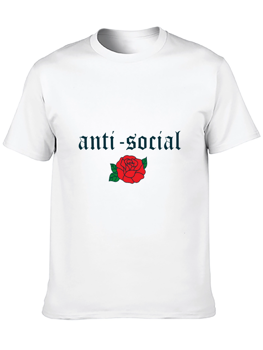 Anti-Social Rose Graphic Tee - Black Cotton Casual Shirt