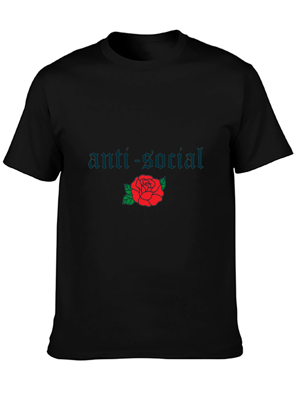 Anti-Social Rose Graphic Tee - Black Cotton Casual Shirt