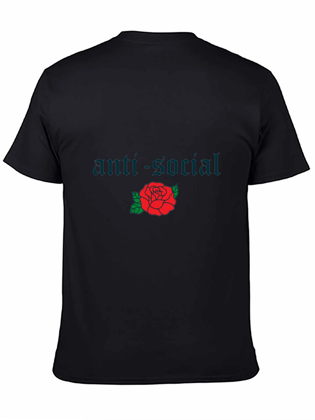 Anti-Social Rose Graphic Tee - Black Cotton Casual Shirt