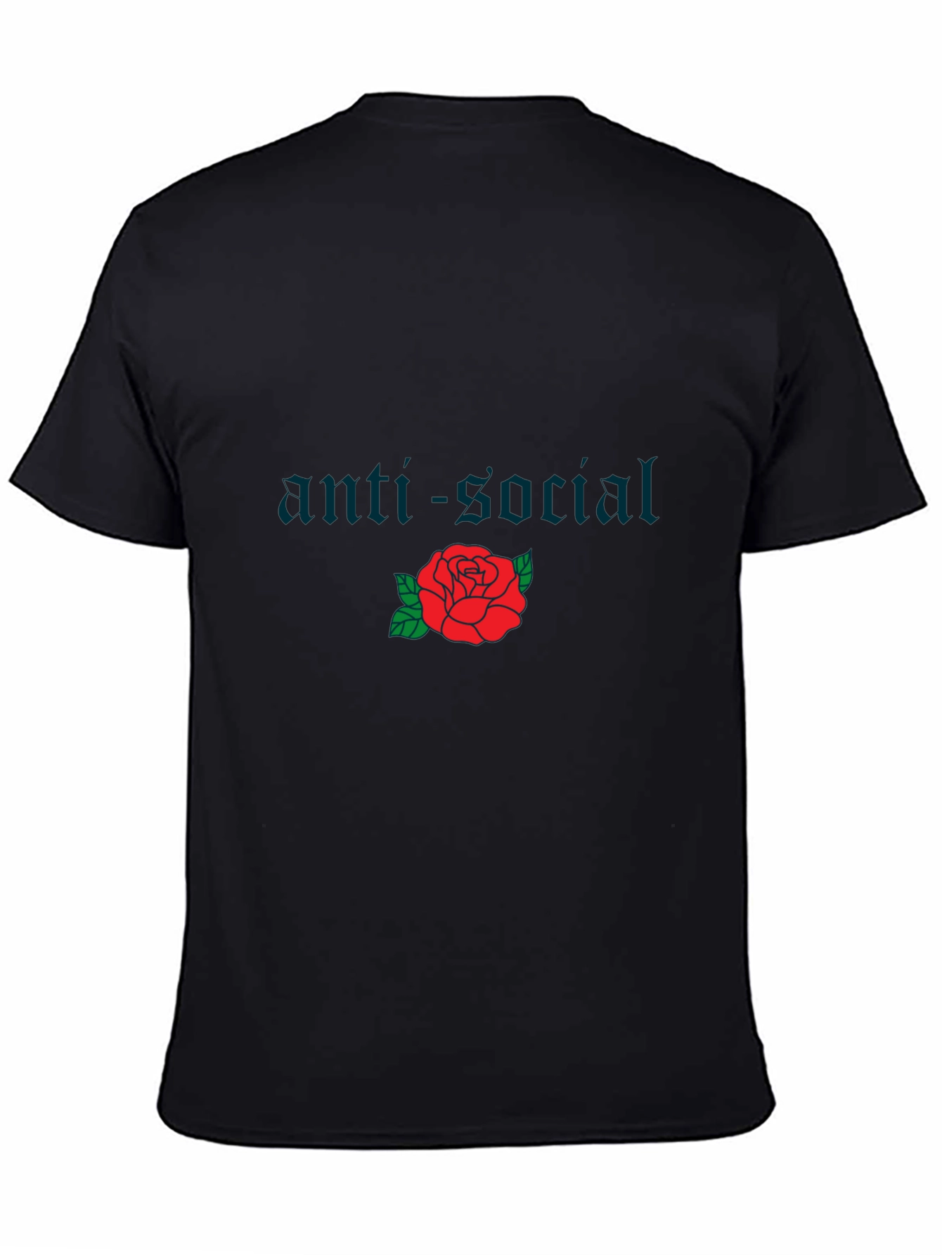 Anti-Social Rose Graphic Tee - Black Cotton Casual Shirt