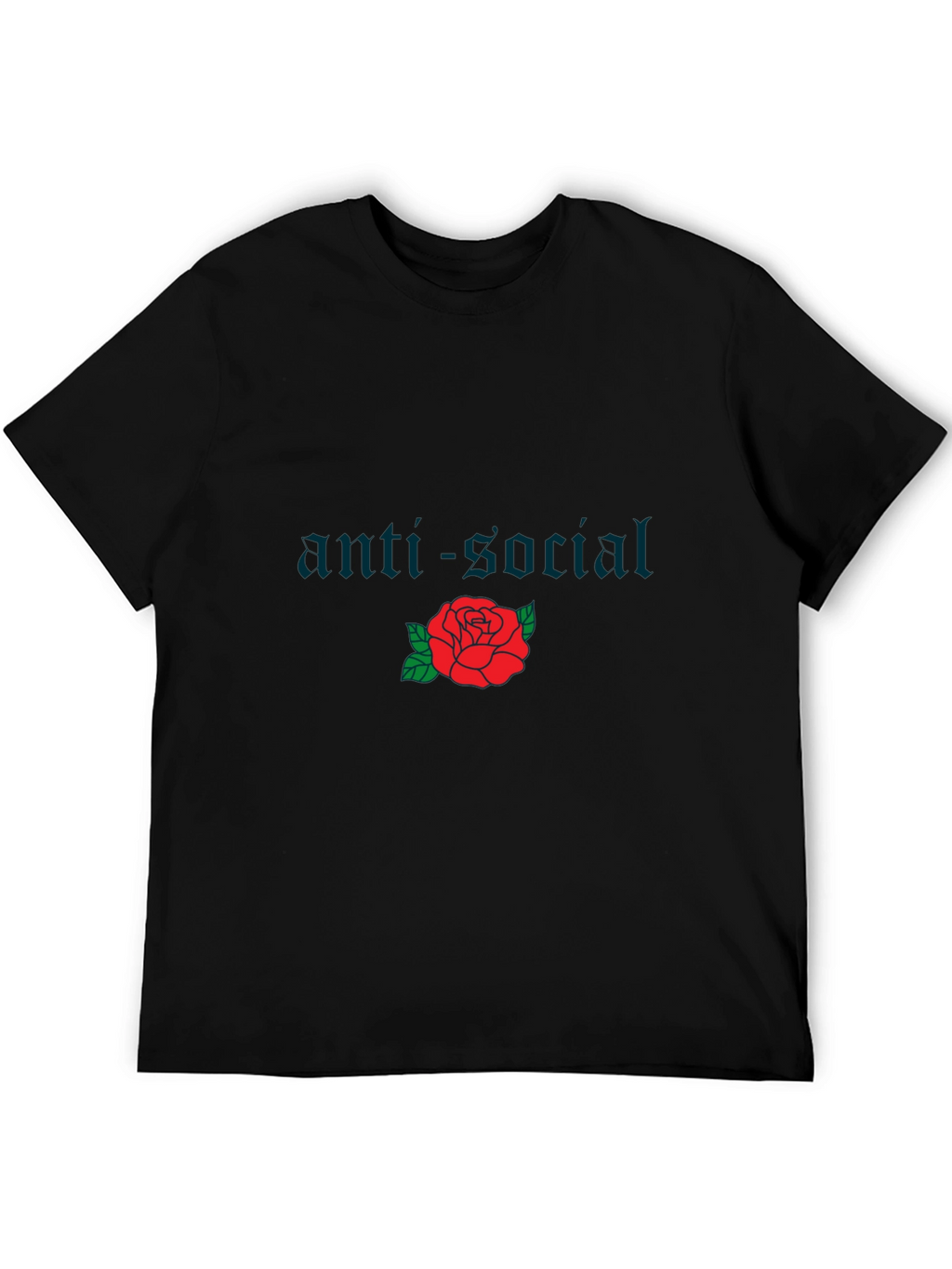 Anti-Social Rose Graphic Tee - Black Cotton Casual Shirt