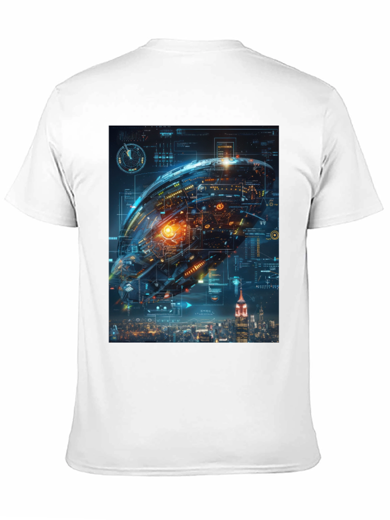 Sci-Fi Spaceship Over New York T-Shirt
