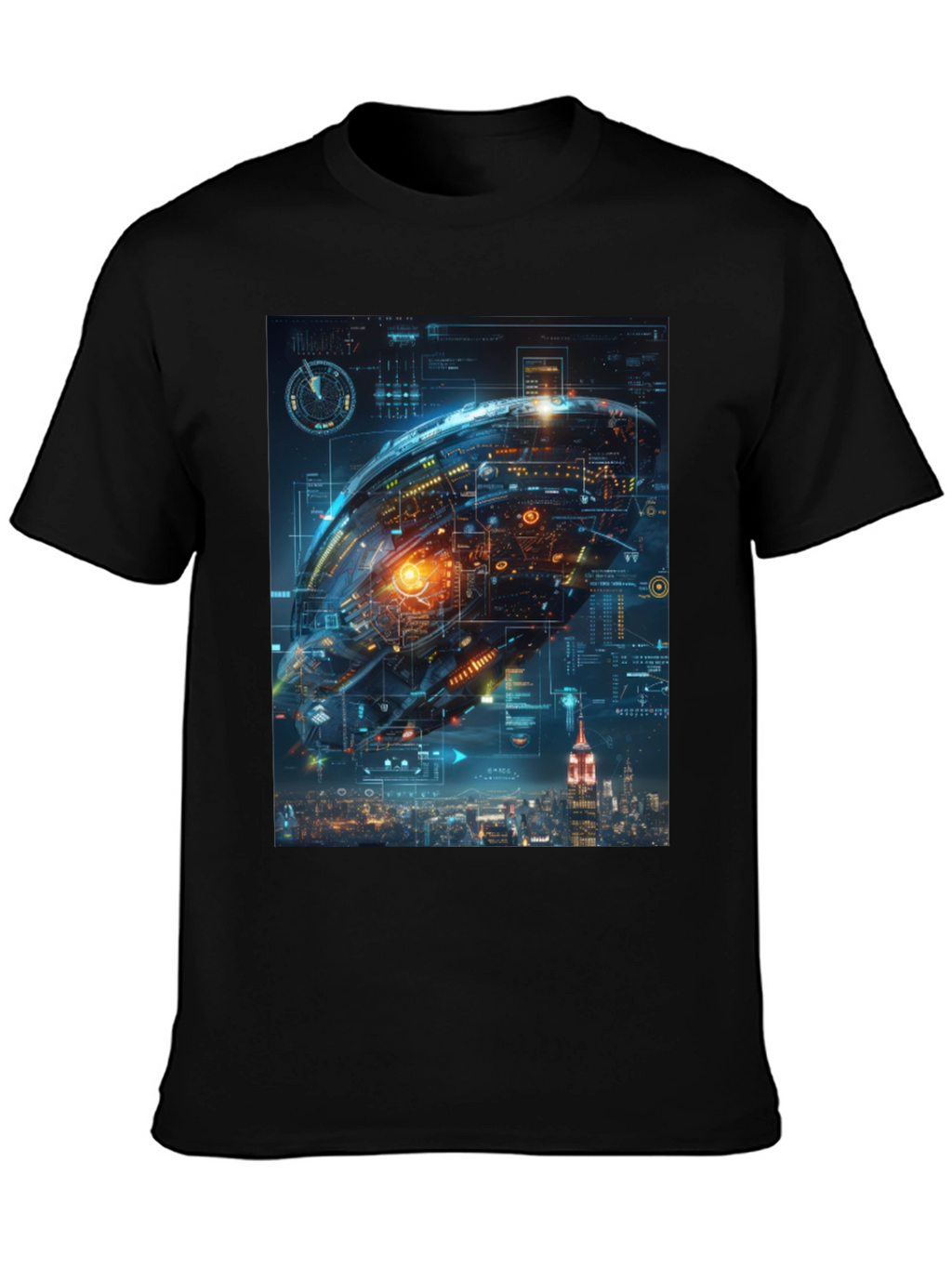 Sci-Fi Spaceship Over New York T-Shirt