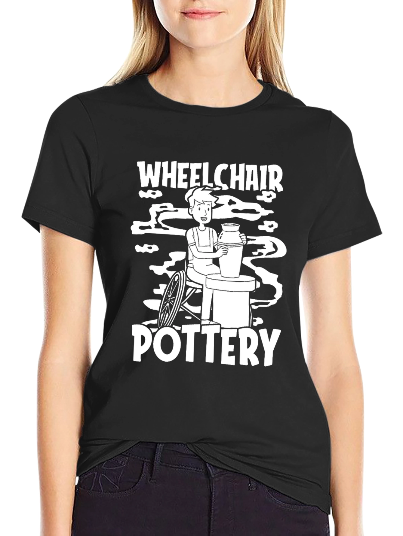 Wheelchair Pottery Black T-Shirt