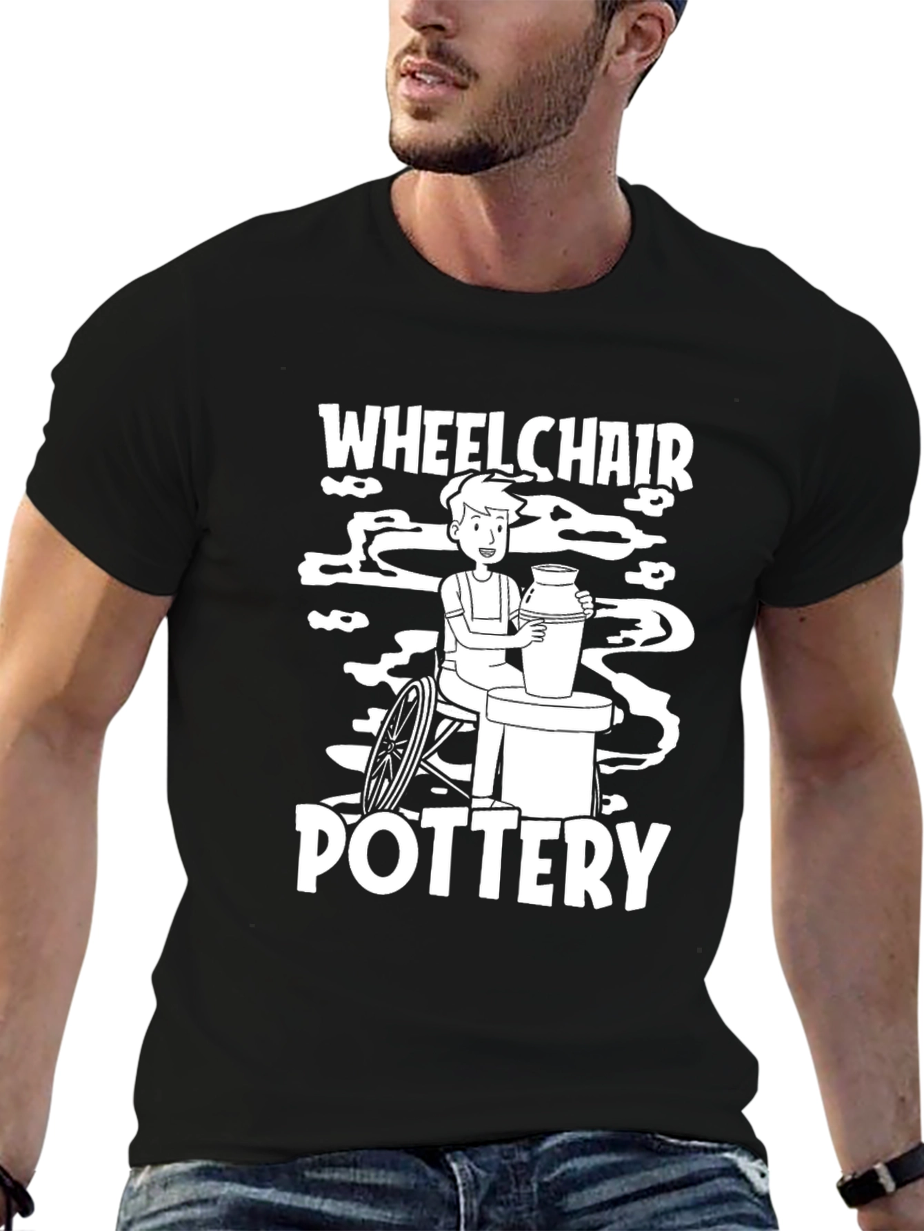 Wheelchair Pottery Black T-Shirt