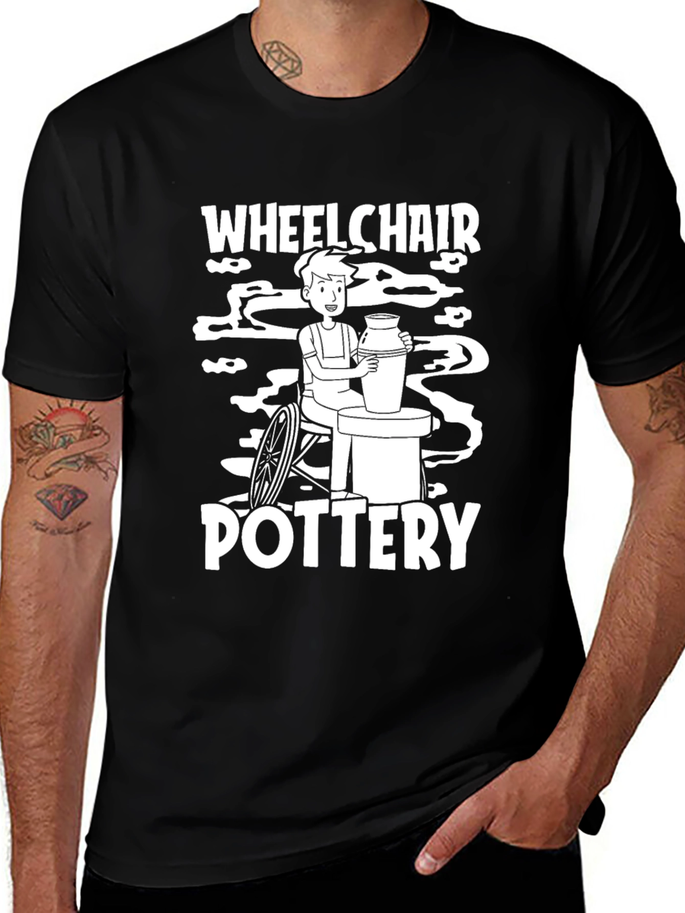 Wheelchair Pottery Black T-Shirt