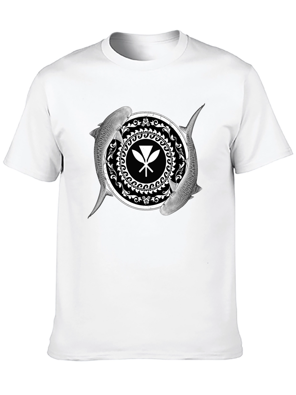 Shark and Paddle Graphic Black T-Shirt