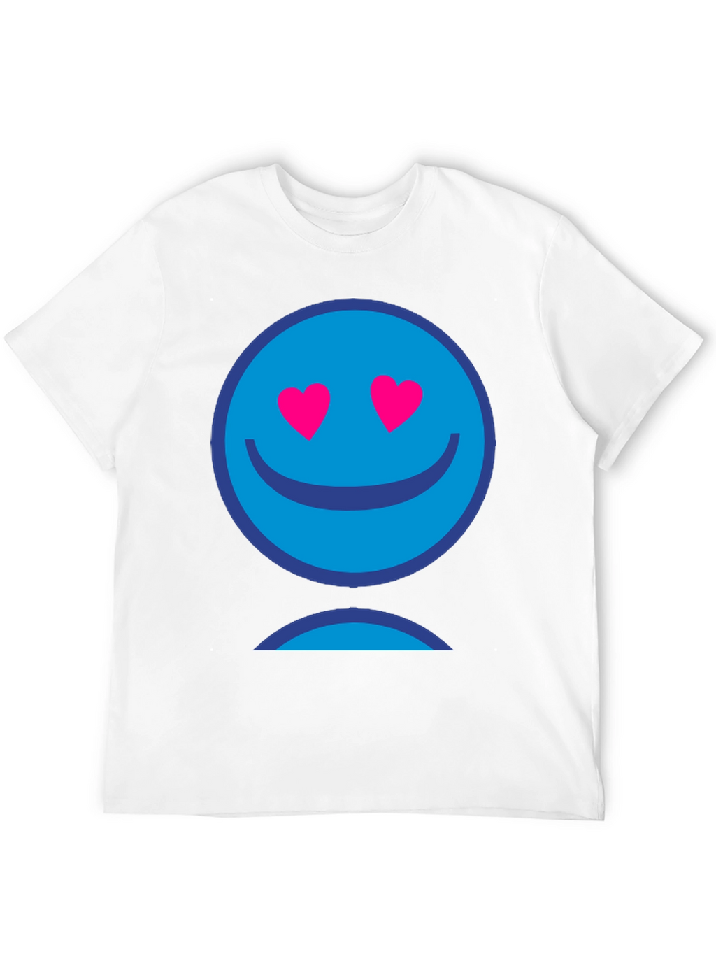 Blue Smiley Face Heart Eyes Graphic T-Shirt