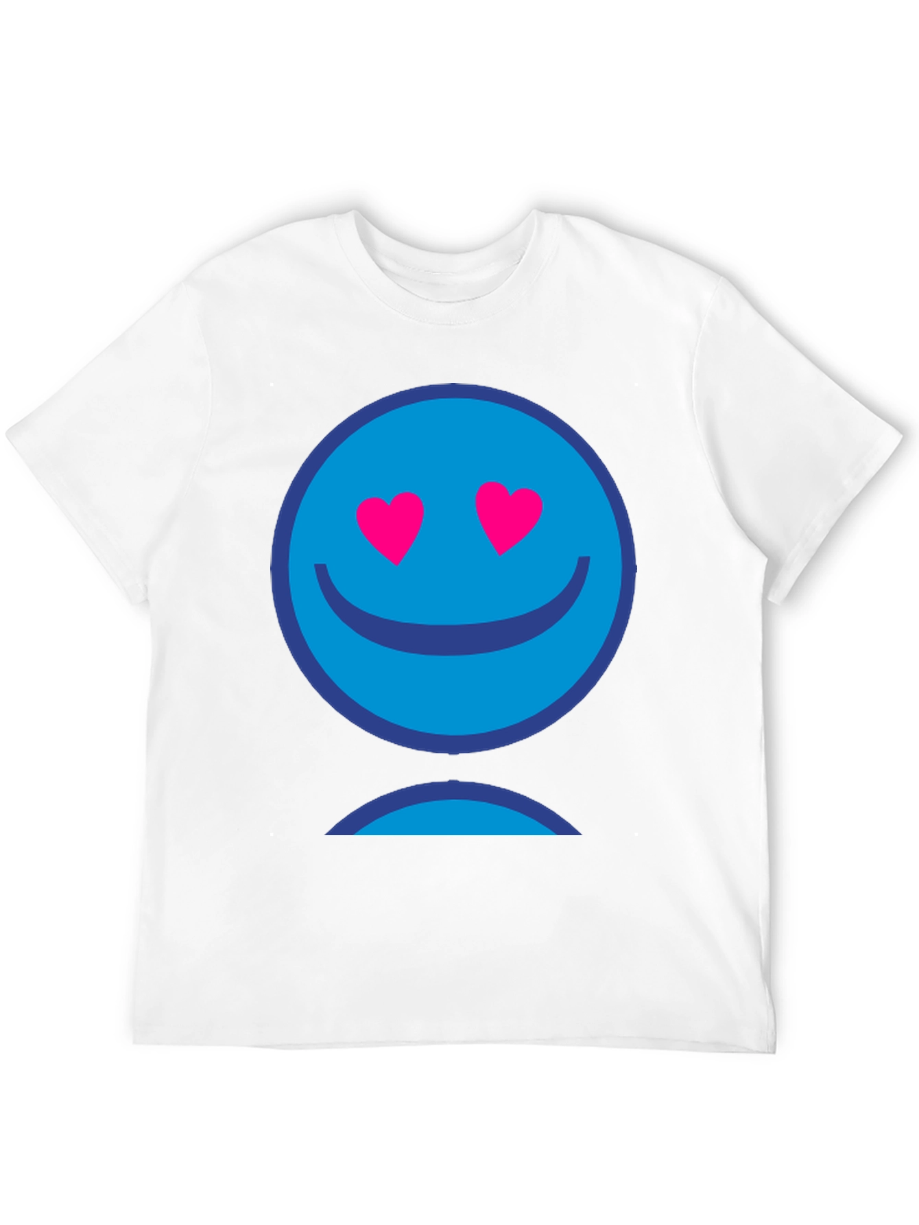 Blue Smiley Face Heart Eyes Graphic T-Shirt