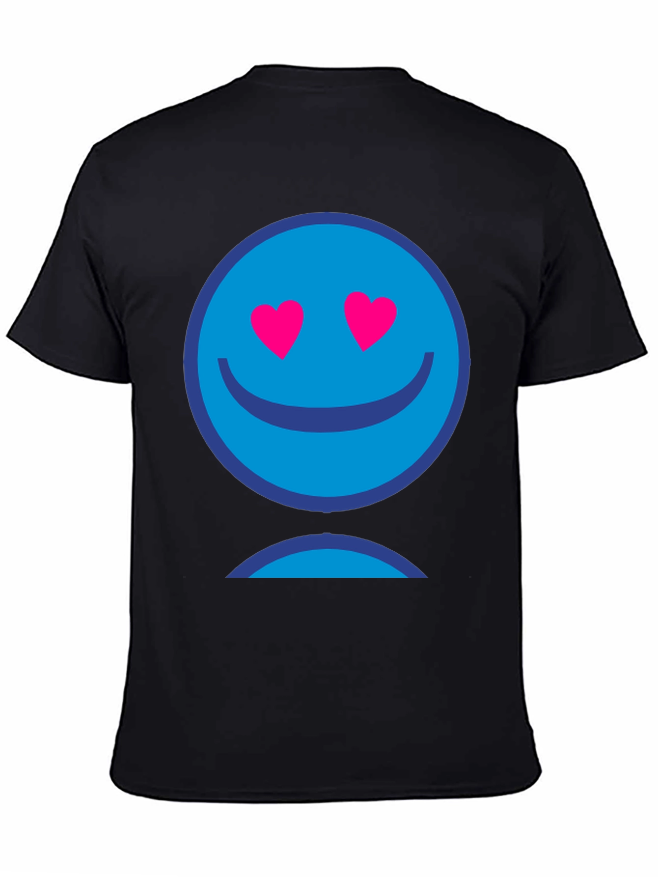 Blue Smiley Face Heart Eyes Graphic T-Shirt