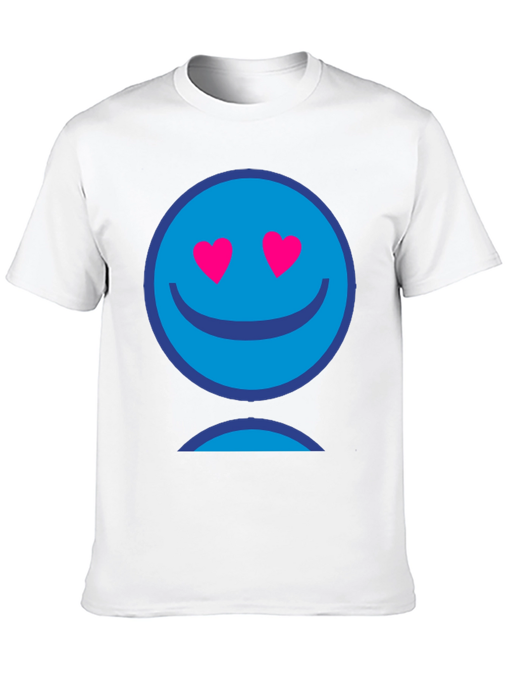 Blue Smiley Face Heart Eyes Graphic T-Shirt