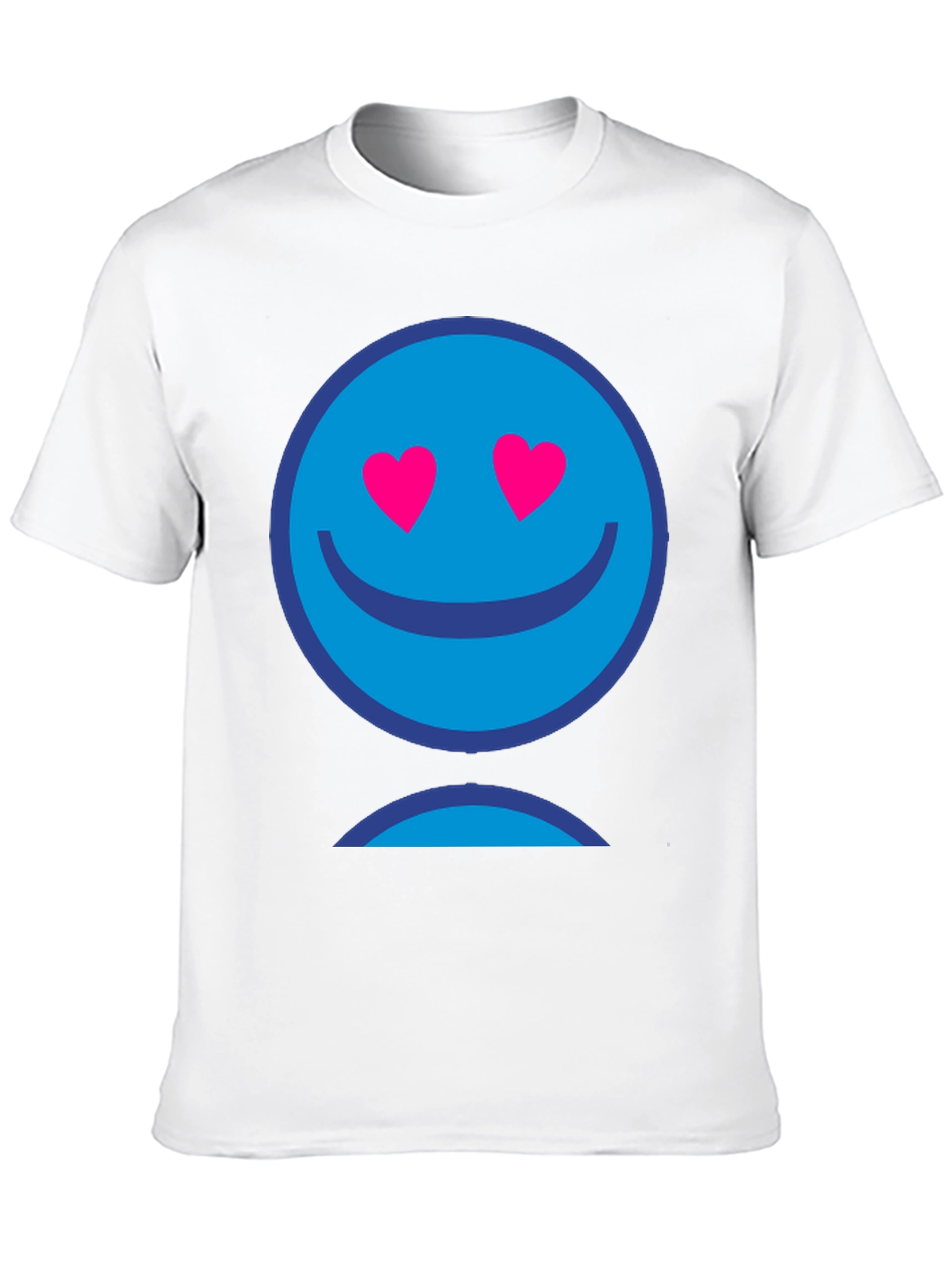 Blue Smiley Face Heart Eyes Graphic T-Shirt