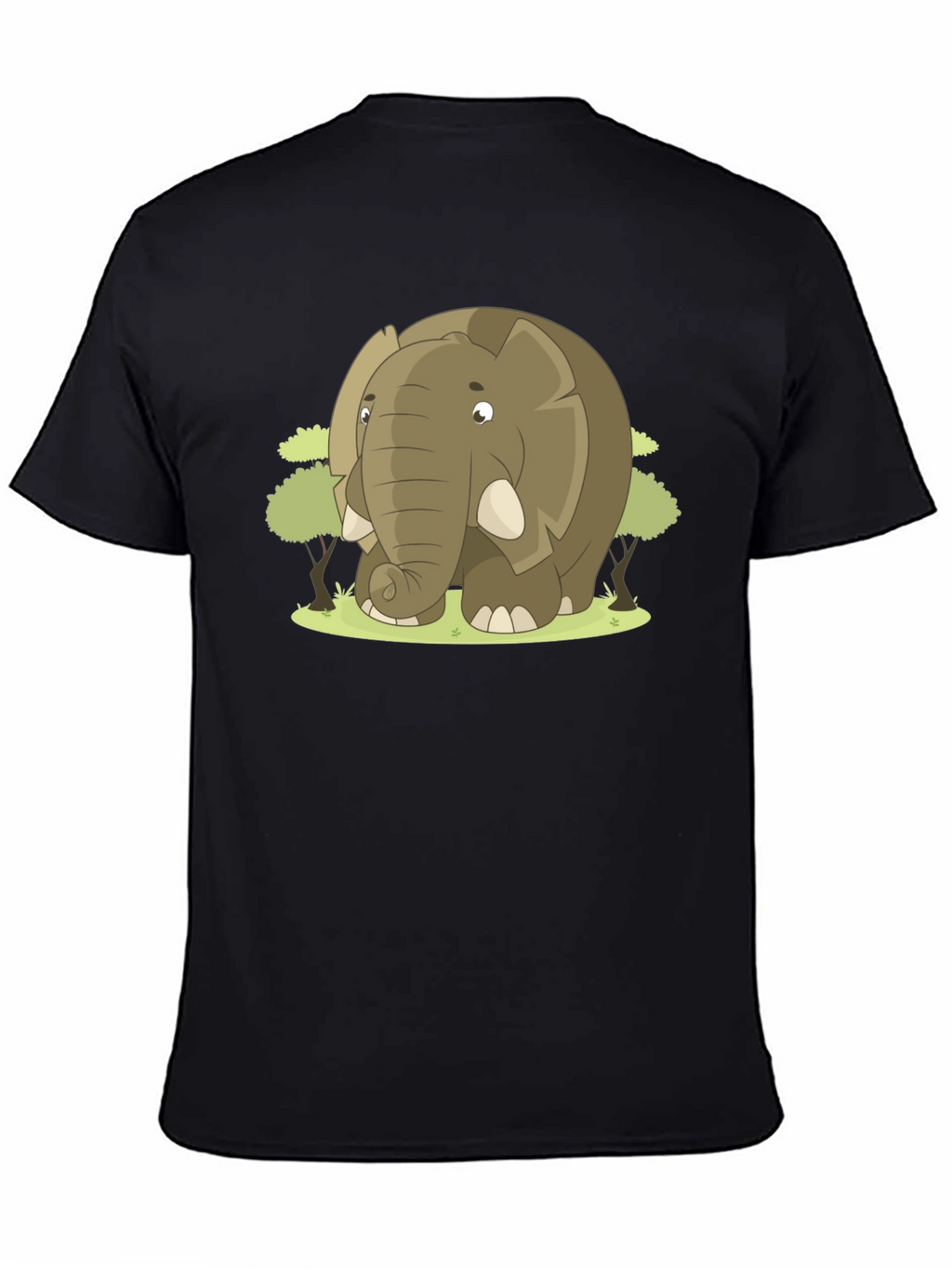 Cartoon Elephant Graphic T-Shirt - Black