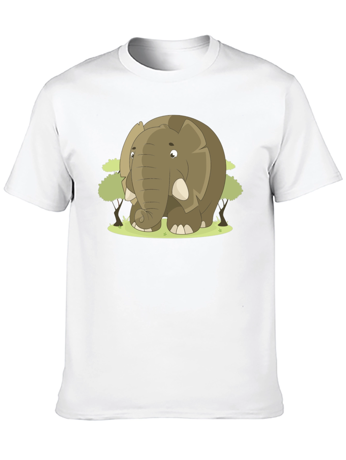 Cartoon Elephant Graphic T-Shirt - Black