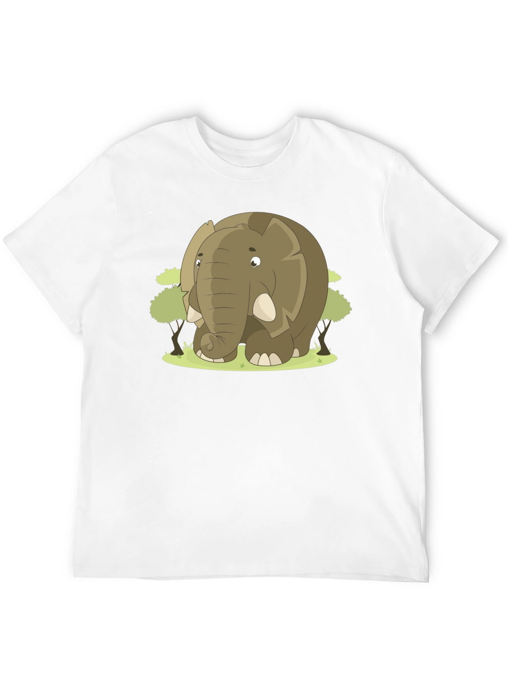 Cartoon Elephant Graphic T-Shirt - Black