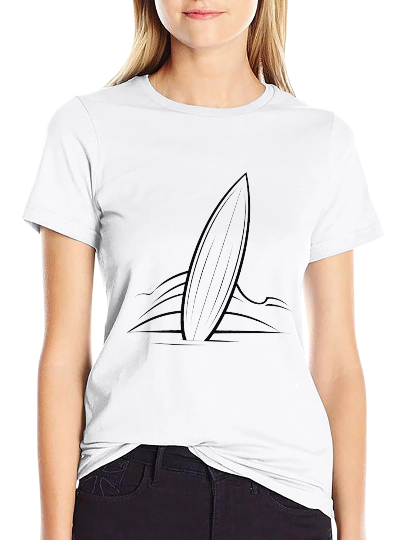 Mens Black Surfboard Graphic Tee