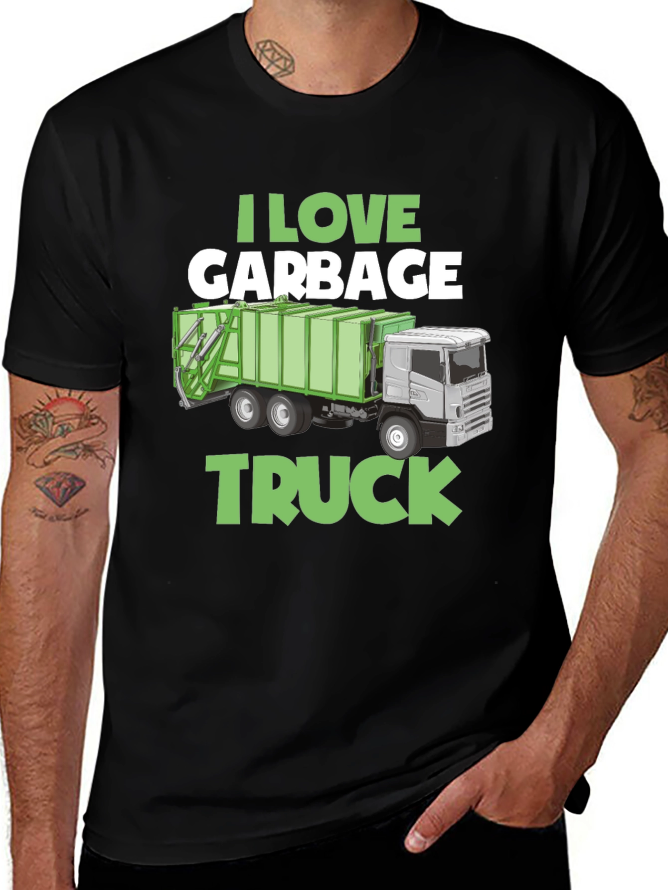 I Love Garbage Truck Graphic T-Shirt