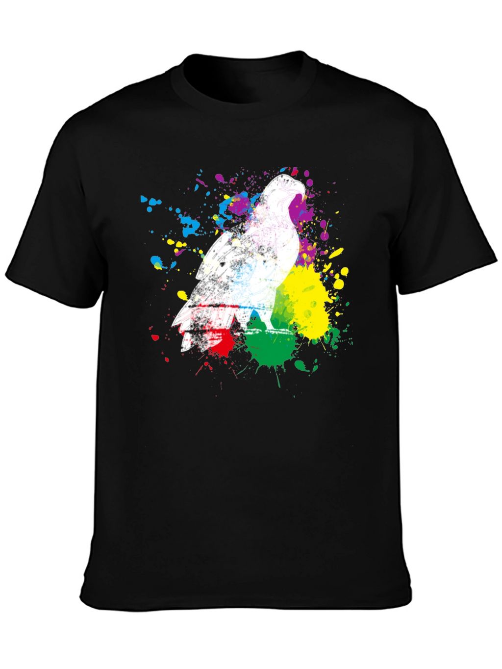 Eagle Splatter Print Black T-Shirt