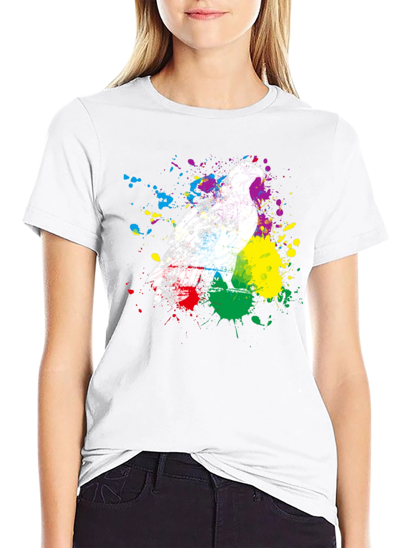 Eagle Splatter Print Black T-Shirt