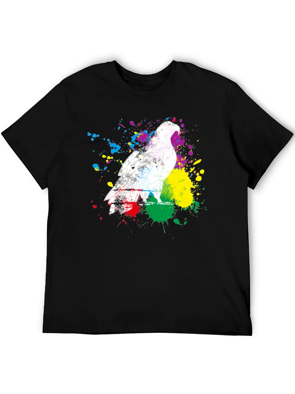 Eagle Splatter Print Black T-Shirt