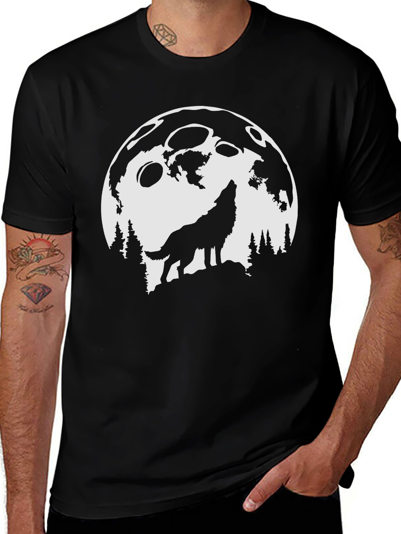 Wolf Moon Graphic Tee - Stylish Black T-Shirt