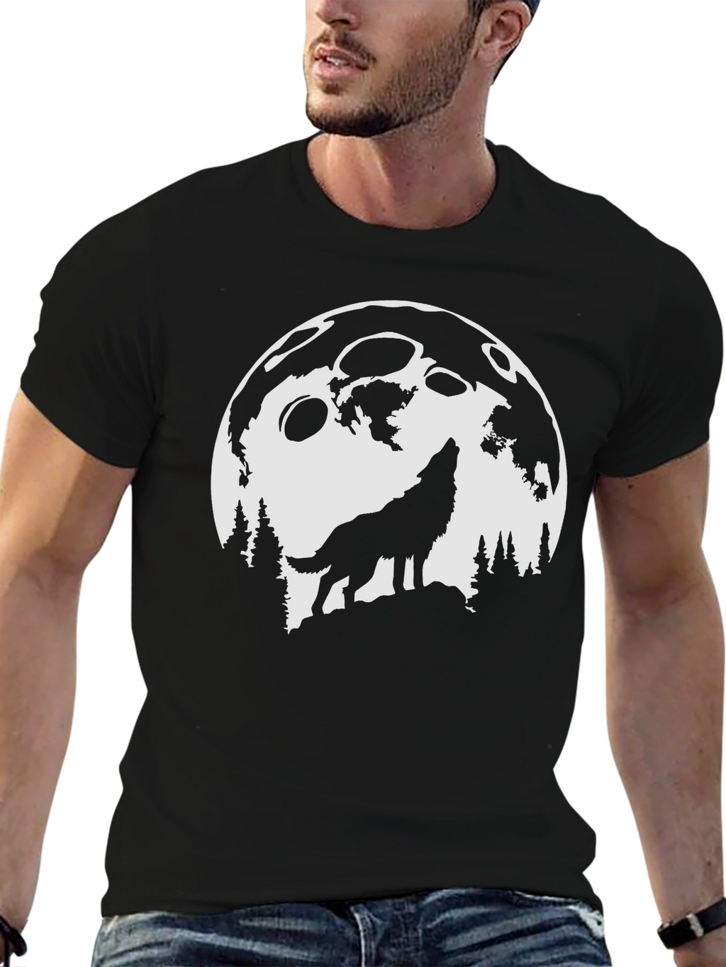 Wolf Moon Graphic Tee - Stylish Black T-Shirt