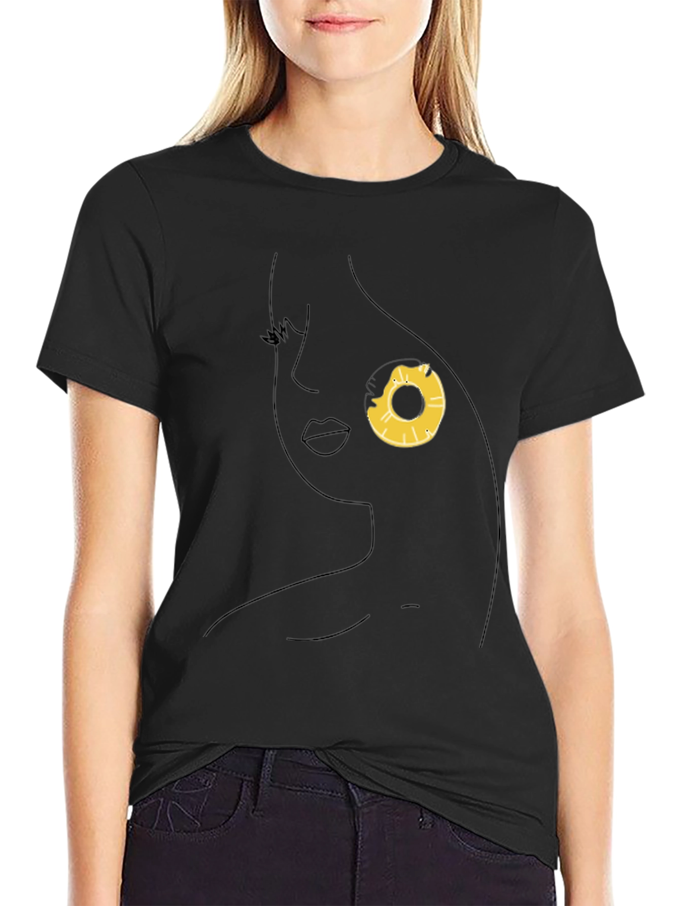 Minimalist Woman Face Donut T-Shirt