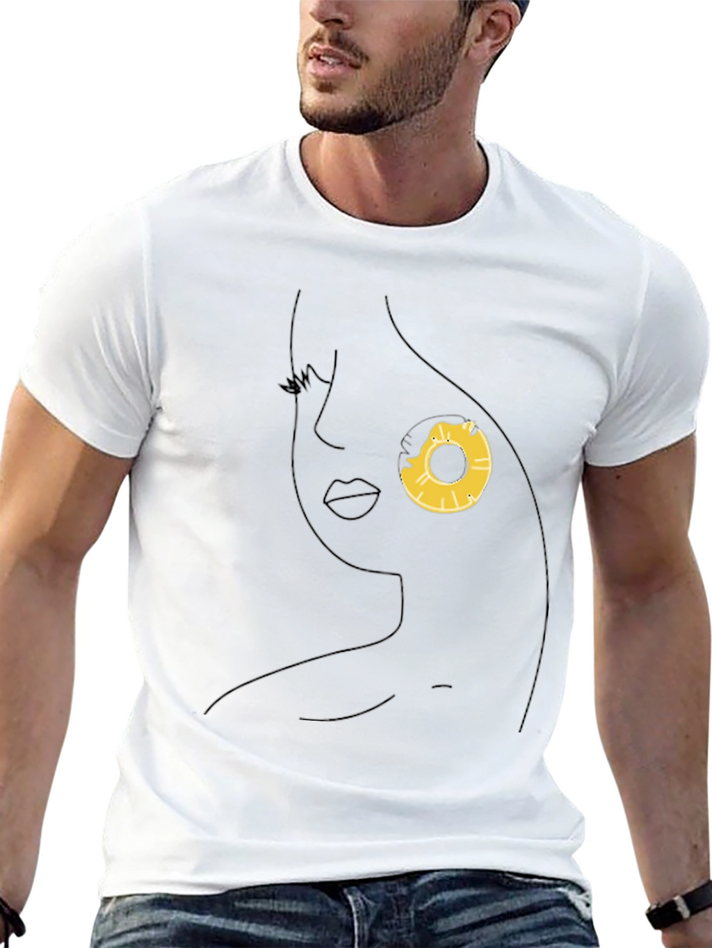 Minimalist Woman Face Donut T-Shirt