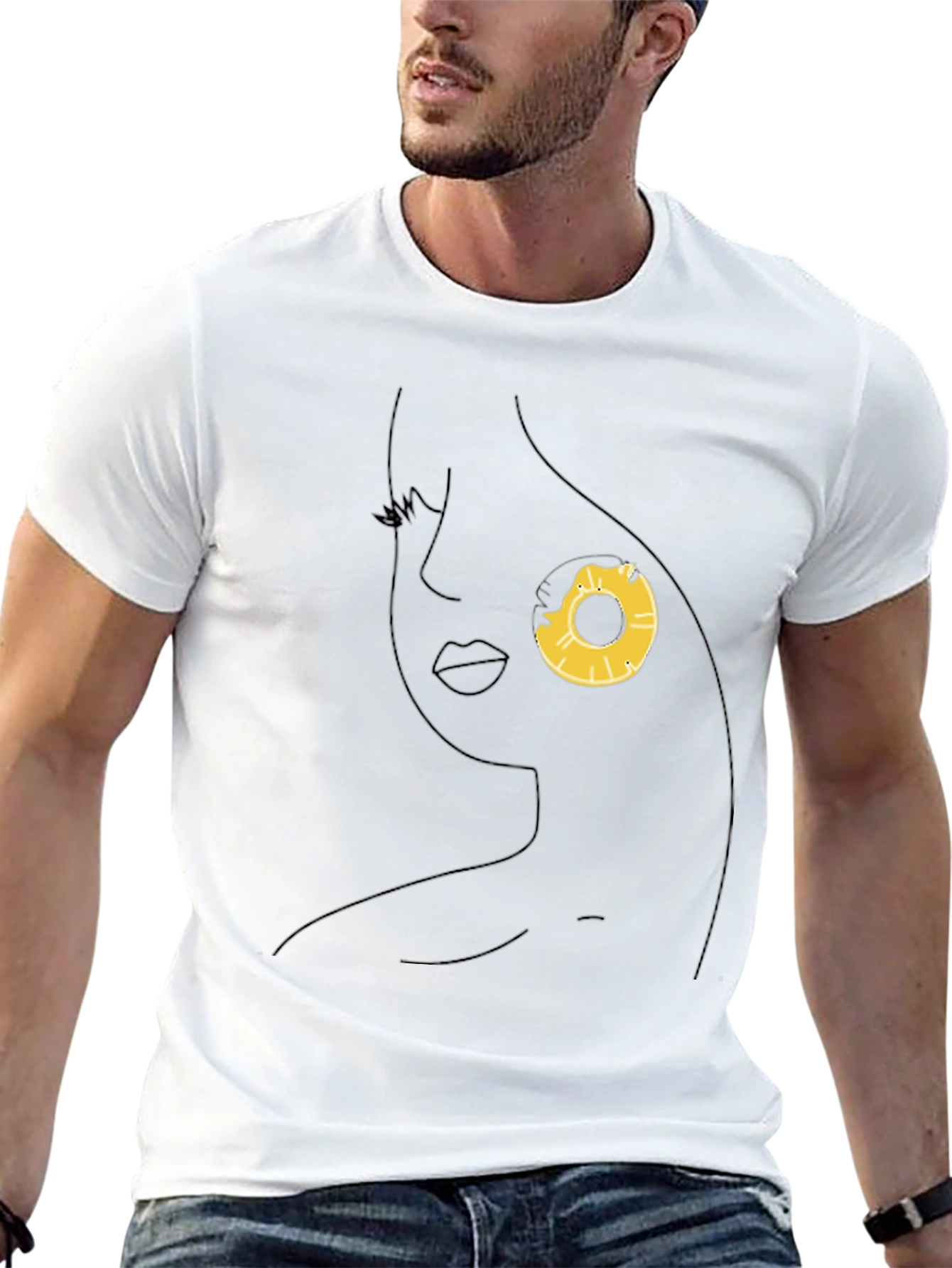 Minimalist Woman Face Donut T-Shirt