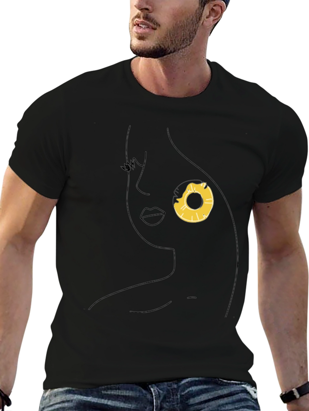 Minimalist Woman Face Donut T-Shirt