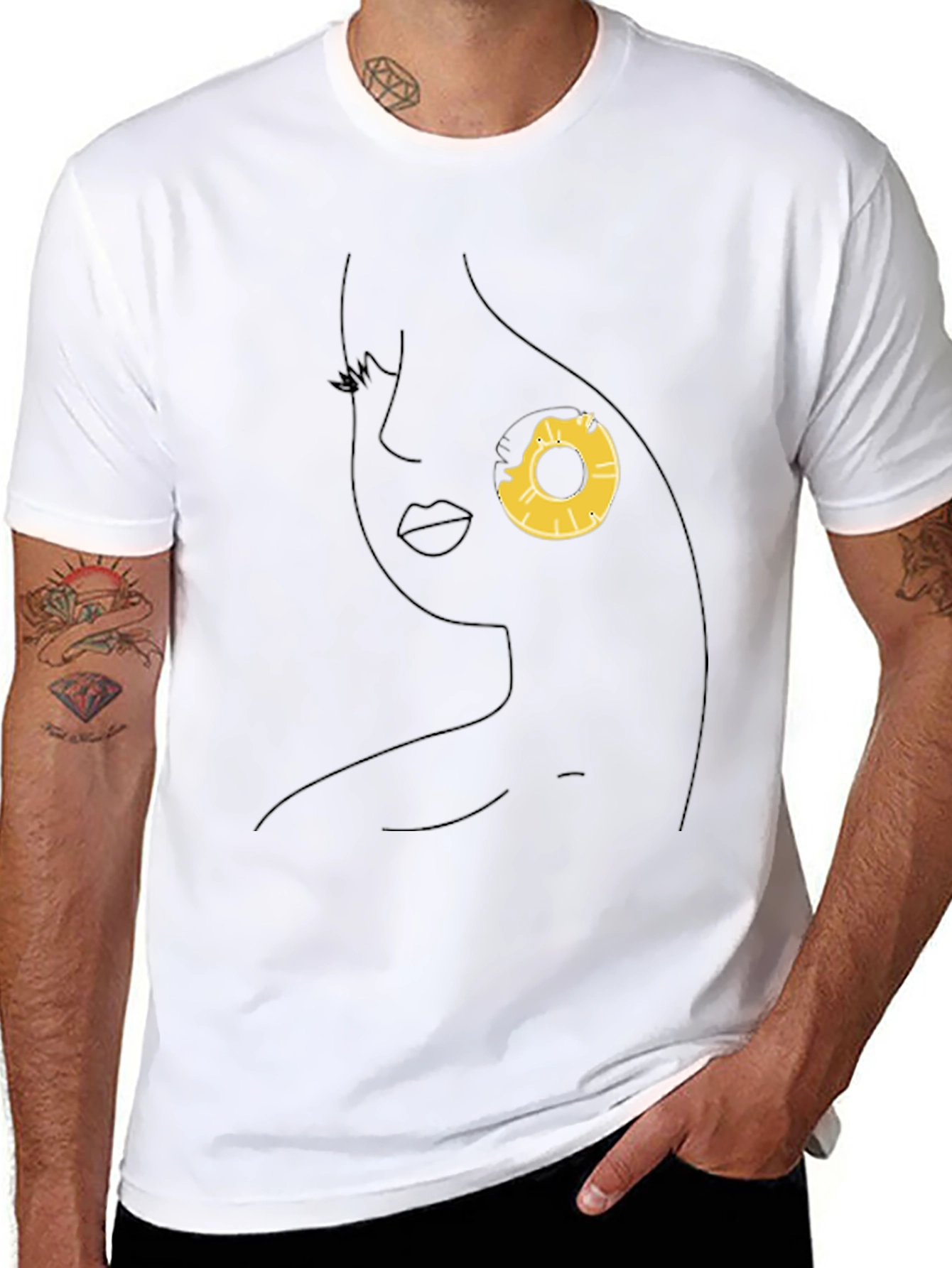Minimalist Woman Face Donut T-Shirt