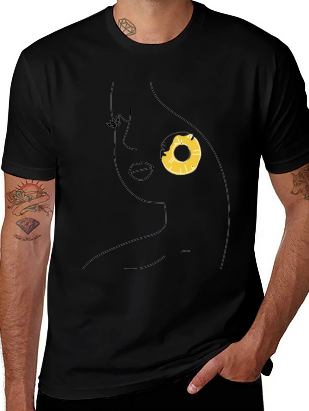 Minimalist Woman Face Donut T-Shirt
