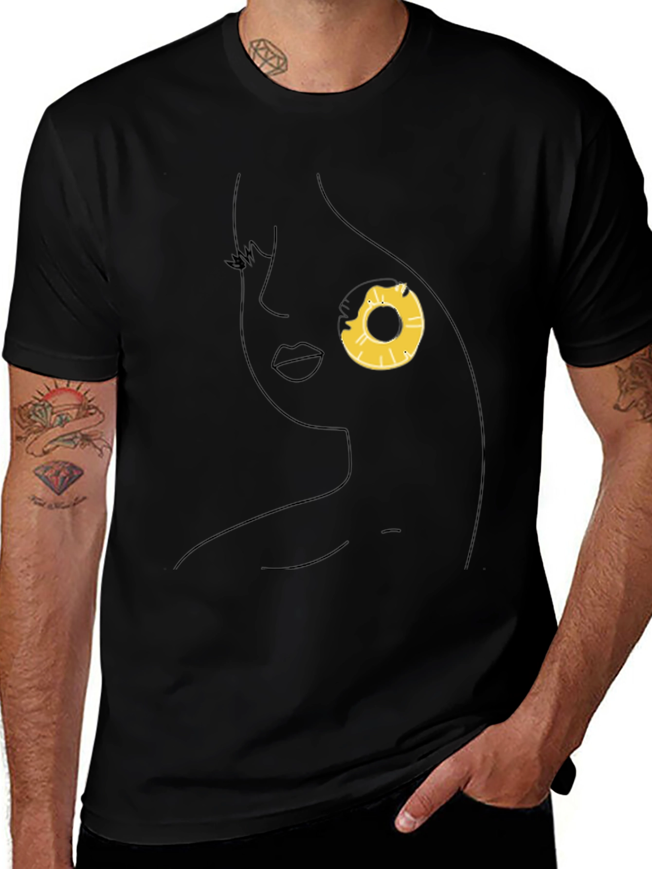 Minimalist Woman Face Donut T-Shirt
