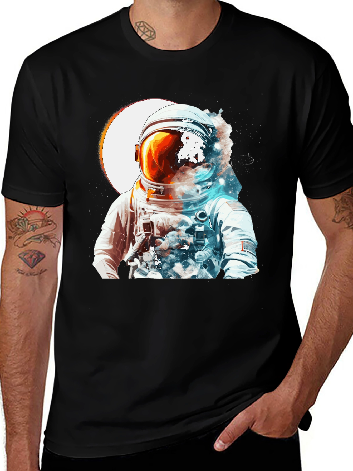 Astronaut Space Graphic Black T-Shirt