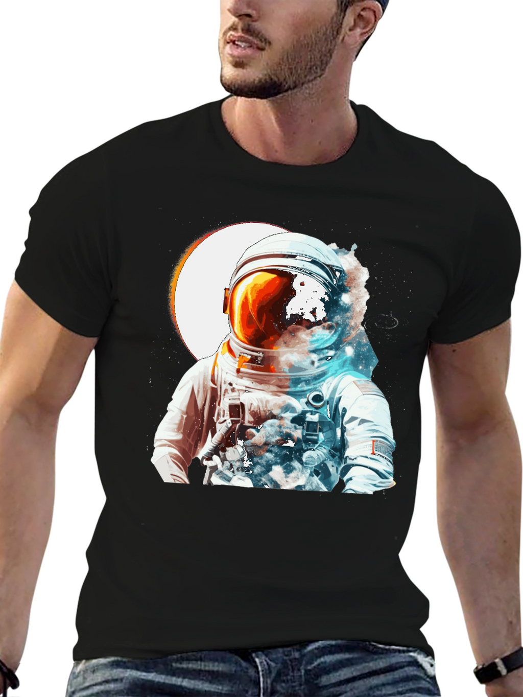 Astronaut Space Graphic Black T-Shirt