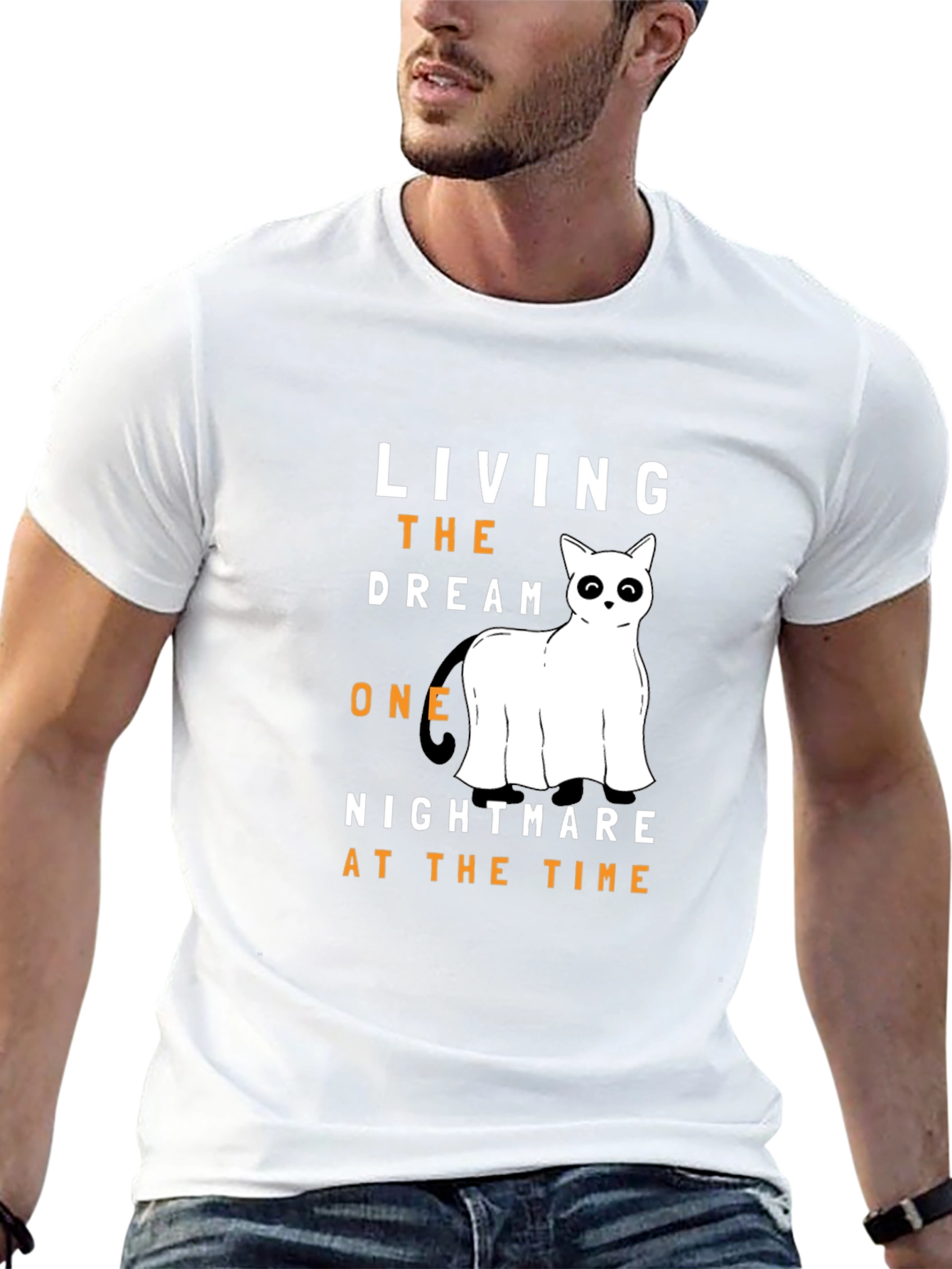 Living the Dream Ghost Cat T-Shirt