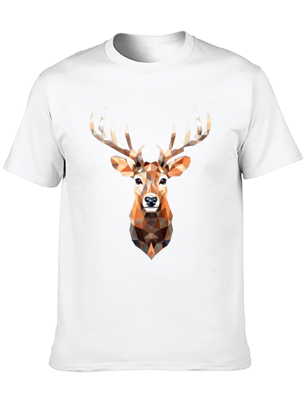 Geometric Deer Head Graphic Print Black T-Shirt