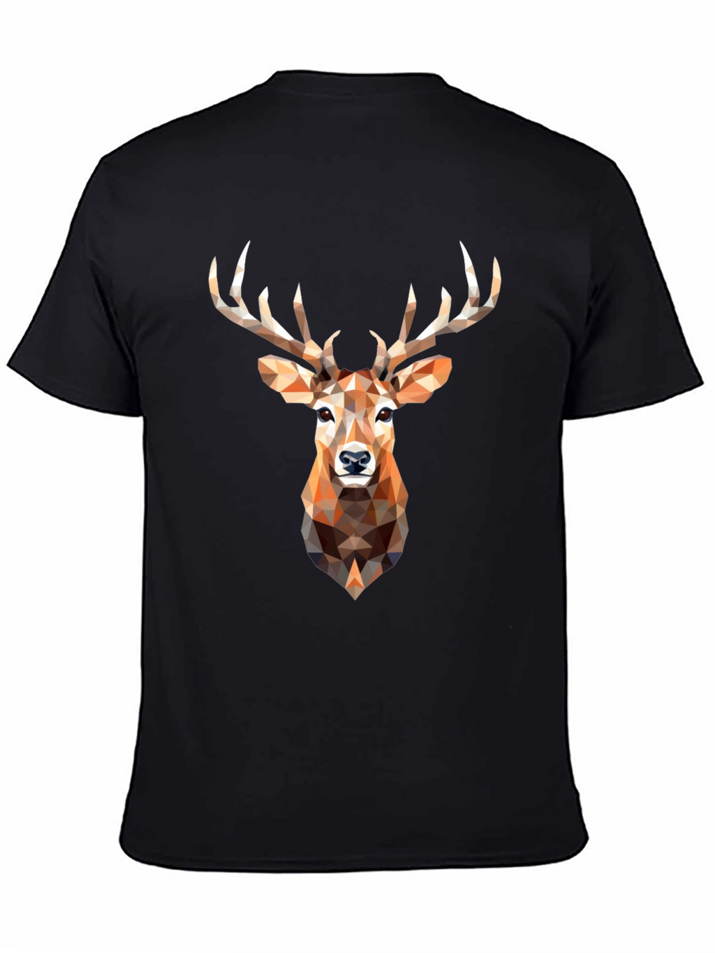 Geometric Deer Head Graphic Print Black T-Shirt