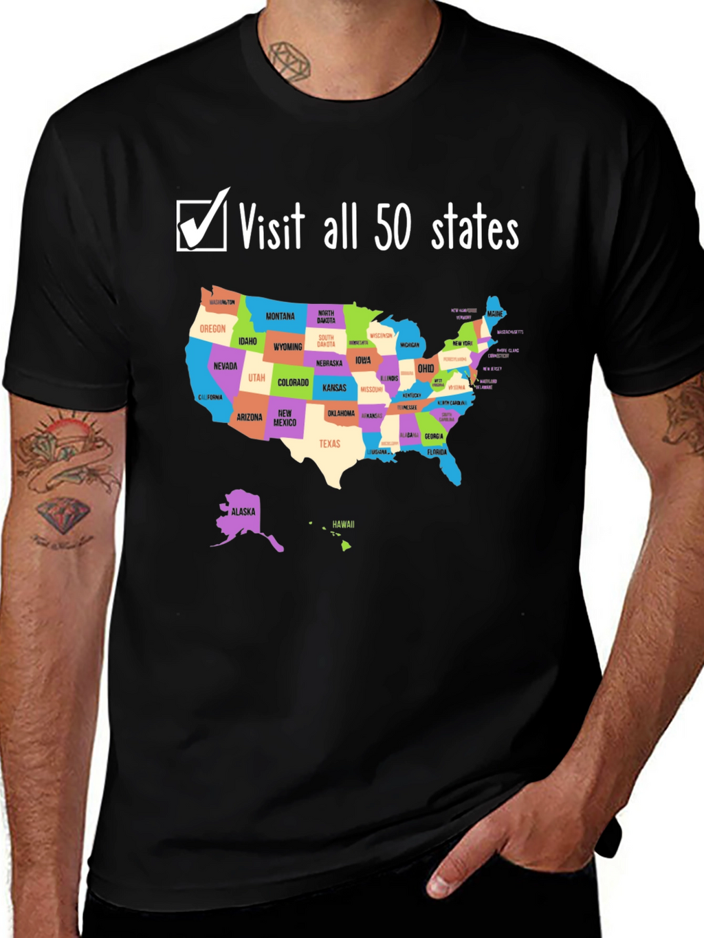 Visit All 50 States T-Shirt - USA Travel Goals