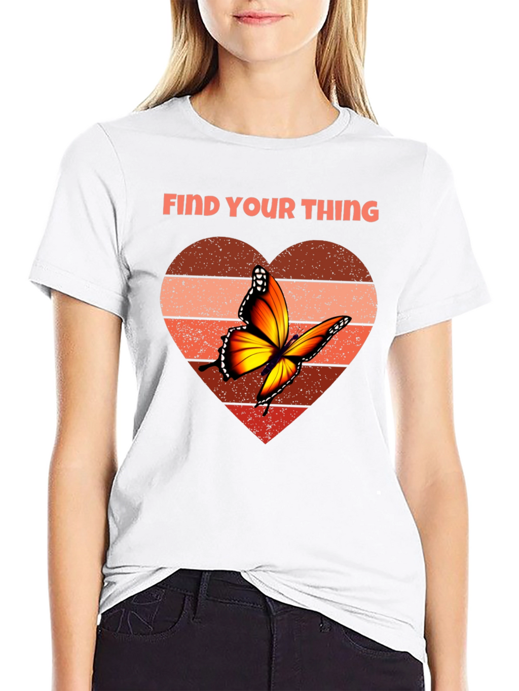 Find Your Thing Butterfly Heart Graphic Tee - Black