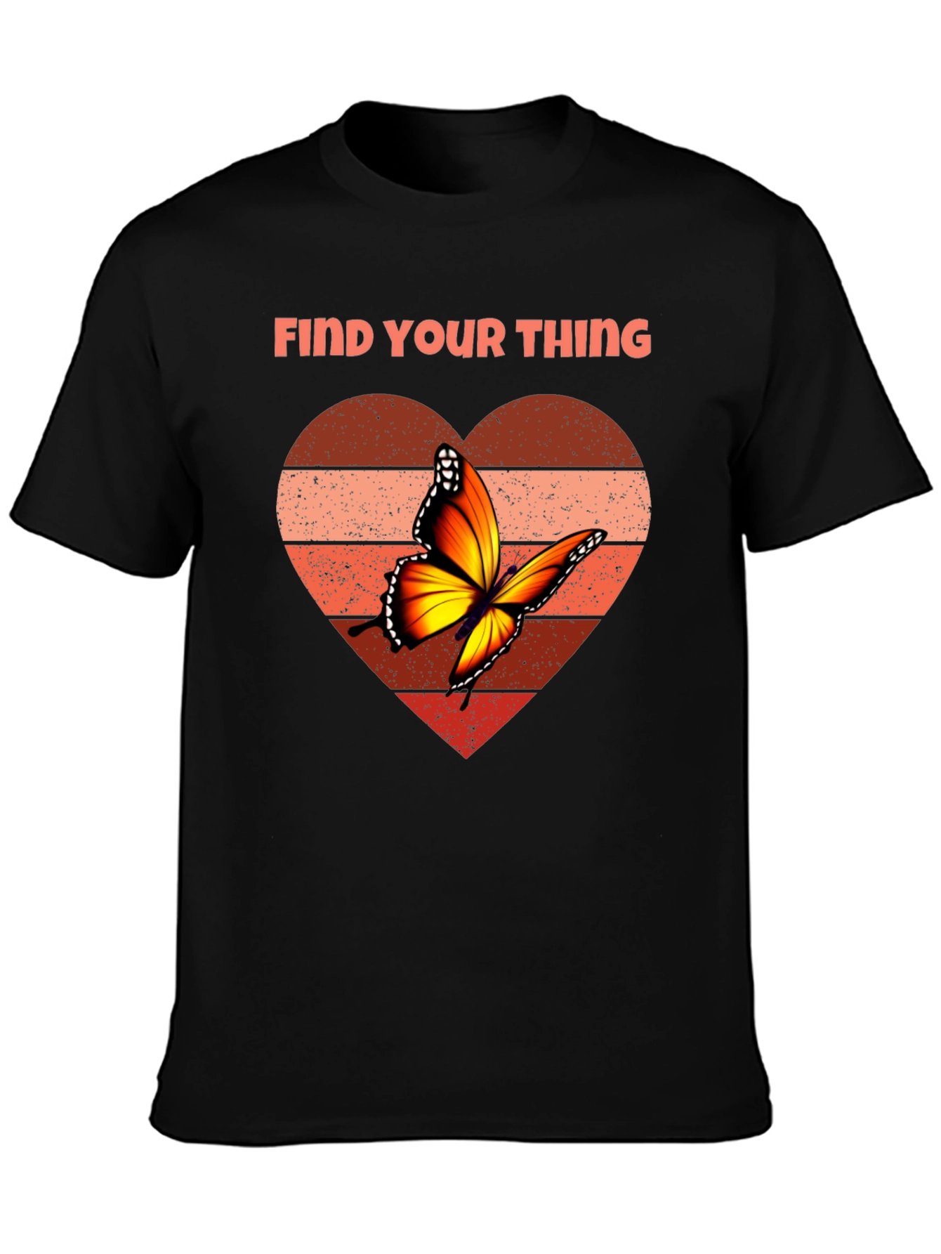 Find Your Thing Butterfly Heart Graphic Tee - Black