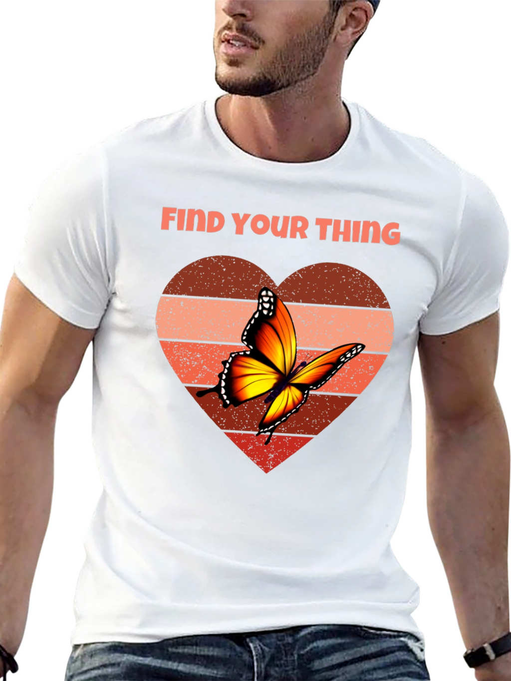Find Your Thing Butterfly Heart Graphic Tee - Black